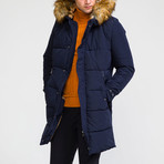 Fur Hood Coat // Navy (XL)