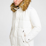 Fur Hood Coat // White (L)