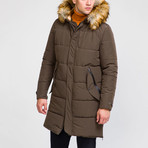 Fur Hood Coat // Olive Green (L)