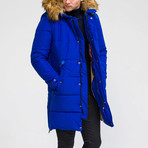 Fur Hood Coat // Sax (2XL)