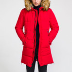 Fur Hood Coat // Red (M)