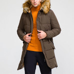 Fur Hood Coat // Olive Green (XL)