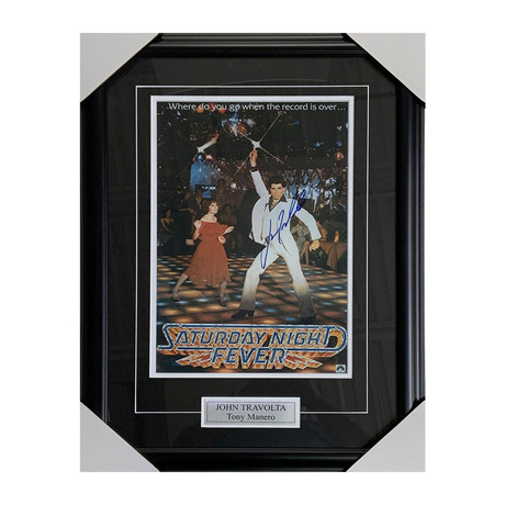 John Travolta // Saturday Night Fever // Autographed Poster Display