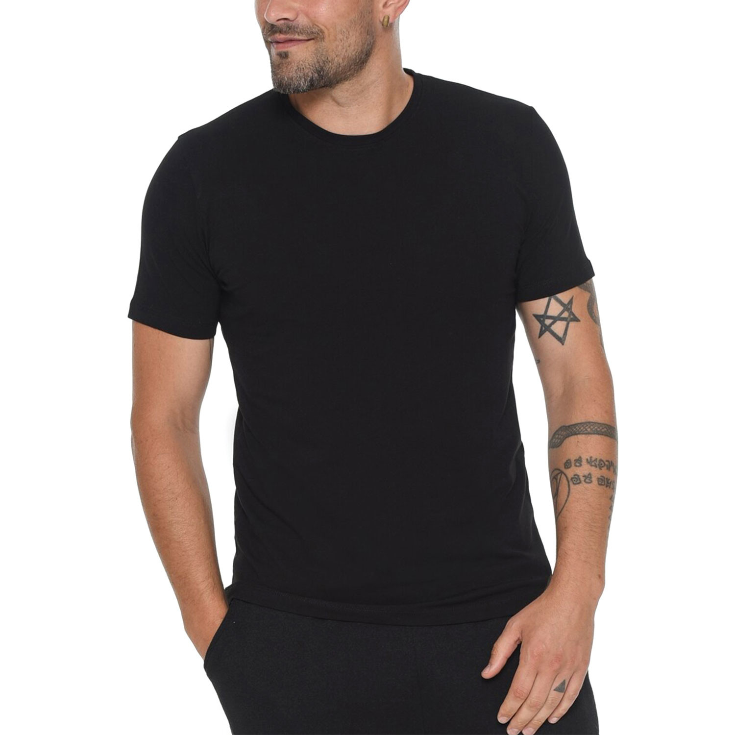 Round Neck T-Shirts // Black + Dark Blue + White + Burgundy ...