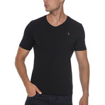 Set of 2 V-Neck T-Shirts // Black + Anthracite (S)