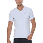Set of 2 V-Neck T-Shirts //  White + Dark Blue (S)