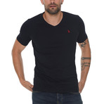Set of 2 V-Neck T-Shirts //  White + Dark Blue (S)