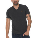 Set of 2 V-Neck T-Shirts // Black + Anthracite (S)