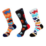 Funky Print Athletic Socks // Multicolor // Pack of 3