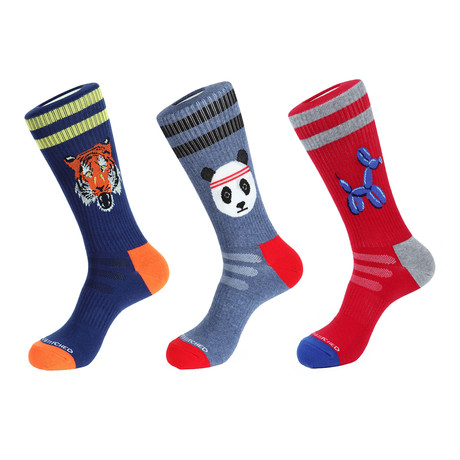 Animal Style Athletic Socks // Multicolor // Pack of 3