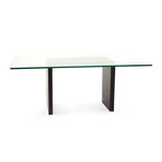 Solid Poplar Wood Dining Table + Glass Top  // Dark Walnut Finish