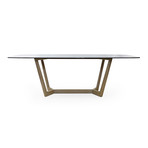 Solid Wood Oak Dining Table + Bronze Glass Top
