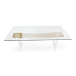 Oitis Acrylic Bugre Wood Dining Table + Glass Top