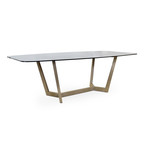 Solid Wood Oak Dining Table + Bronze Glass Top