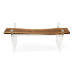 Oitis Acrylic Bugre Wood Dining Table + Glass Top