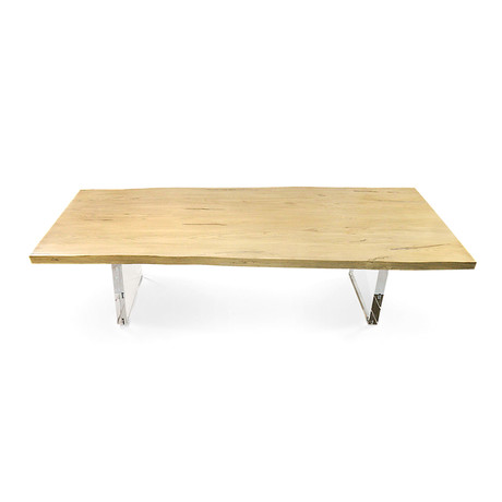 Bookmatched Ash Wood Dining Table + Acrylic Legs
