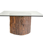 Mussutaiba Tree Trunk Dining Table + Glass Top