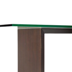 Solid Poplar Wood Dining Table + Glass Top  // Dark Walnut Finish