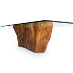 Sapucaia Wood Dining Table + Glass Top