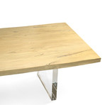 Bookmatched Ash Wood Dining Table + Acrylic Legs