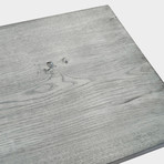 White Oak Planks Dining Table // Gray Finish + Black Steel T Shape Base