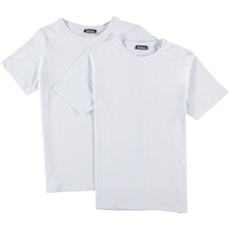 Round Neck T-Shirts // White // Pack of 2 (Small)