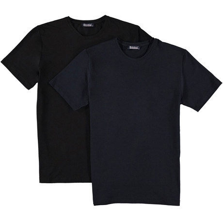 Round Neck T-Shirts //Dark Blue + Black // Pack of 2 (Small)