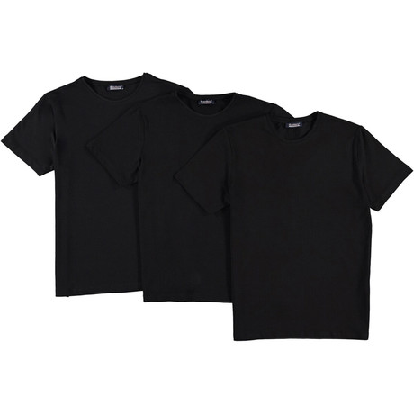 Set of 3 // Crewneck T-Shirts // Black (S)