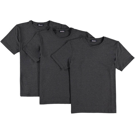 Round Neck T-Shirts // Anthracite // Pack of 3 (Small)