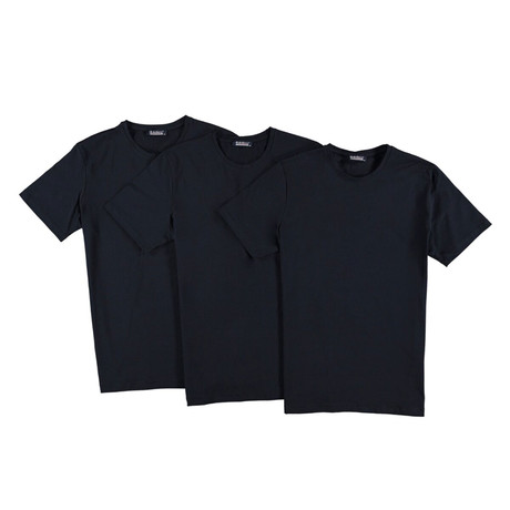 Set of 3 // Crewneck T-Shirts // Dark Blue (S)