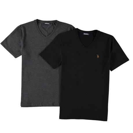 V-Neck T-Shirts // Black + Anthracite // Pack of 2 (Small)