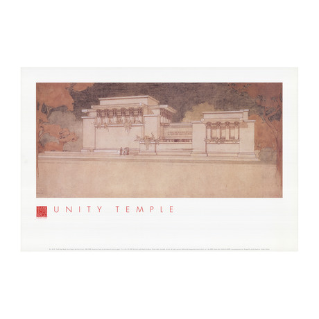 Frank Lloyd Wright // Unity Temple, Oak Park, Illinois // 1999 Offset Lithograph