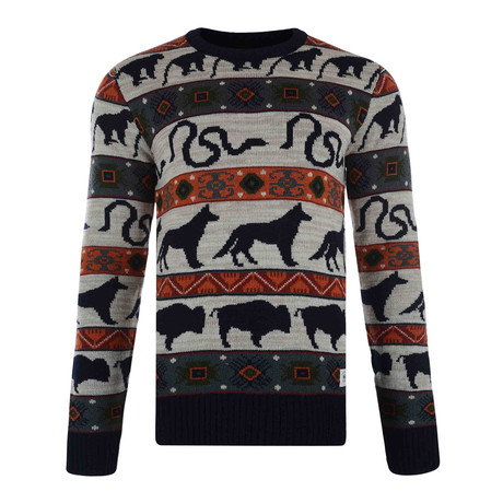 Sandor Multi Animal Jacquard Crew Sweater // Multicolor (XL)