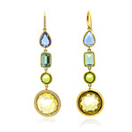 Ippolita 18k Yellow Gold Diamond + Blue Topaz Rock Candy Earrings // Store Display