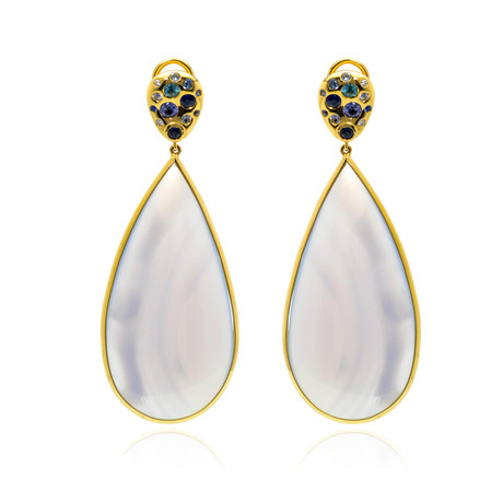 Ippolita 18k Yellow Gold Diamond + Chalcedony Rock Candy Earrings // Store Display