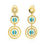 Ippolita 18k Yellow Gold Diamond + Turquoise Senso Earrings // Store Display