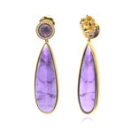 Ippolita 18k Yellow Gold Diamond + Dark Amethyst Rock Candy Earrings // Store Display