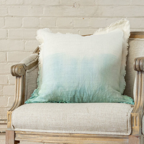 Malibu // Tie Dye Throw Pillow // Green + White Linen