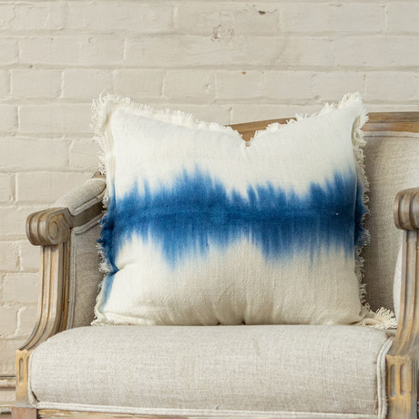 Malibu // Tie Dye Throw Pillow // Blue + White Linen