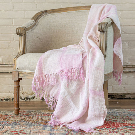 Malibu // Tie Dye Throw // Pink + White Linen
