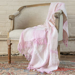 Malibu // Tie Dye Throw // Pink + White Linen