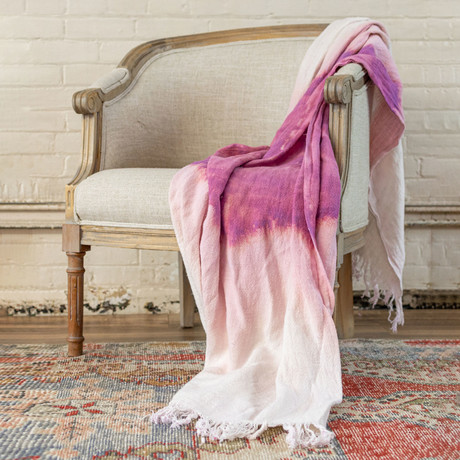 Malibu // Tie Dye Throw // Purple + White Linen