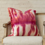 Malibu // Tie Dye Throw Pillow // Pink + White Linen