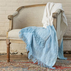 Malibu // Tie Dye Throw // Blue + White Linen