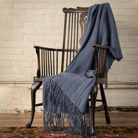 Tinsley // Linen Throw (Deep Blue)