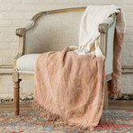 Malibu // Tie Dye Throw // Brown + White Linen