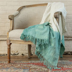 Malibu // Tie Dye Throw // Green + White Linen