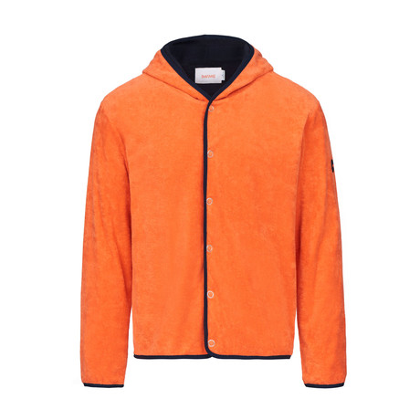 Breeze Belmar Buttoned Hoodie // Navy + Orange (S)