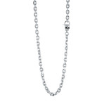 Polished Stainless Steel Oval Link Chain + Double Sided Skull Clasp // 5mm // Silver (22")