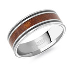 Tungsten Carbide Resin Band // Silver + Wood + Black (7.5)